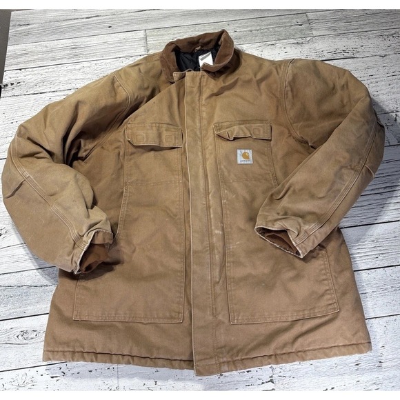 Carhartt Other - Men's Carhartt Brown Canvas Zip Jacket w/ Corduroy Collar, 48 Tall. C03 BRN READ